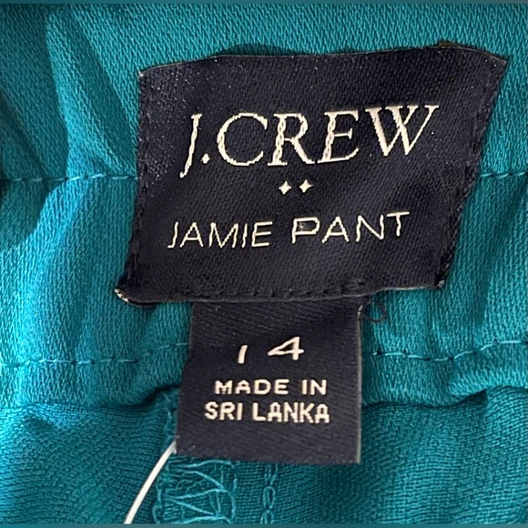 New J.Crew Jamie Cropped Pull On Pants In Teal/Emerald Green Size 14 - Picture 6 of 13